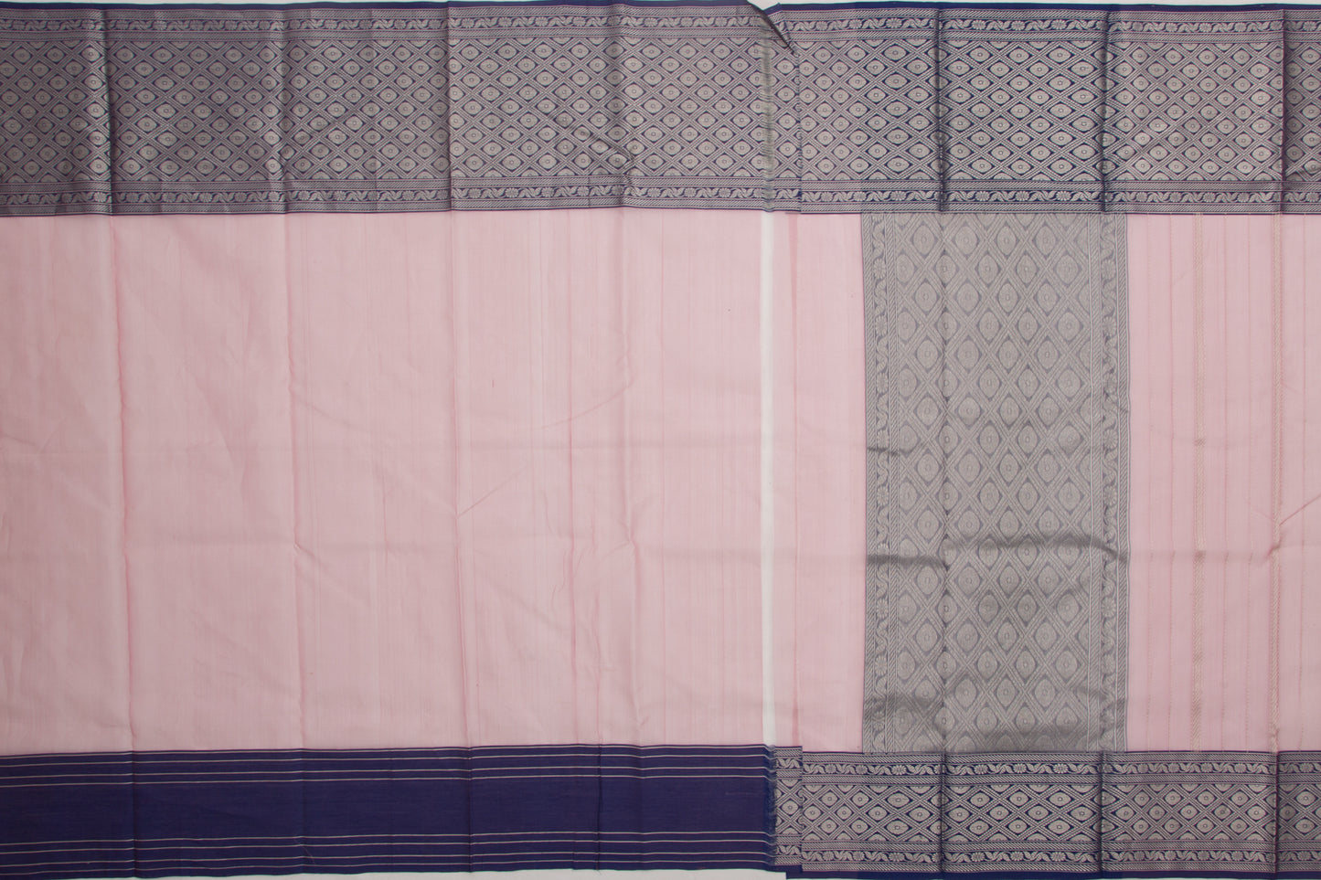 Banarasi Kora Organza Vertical Lines Peach Saree