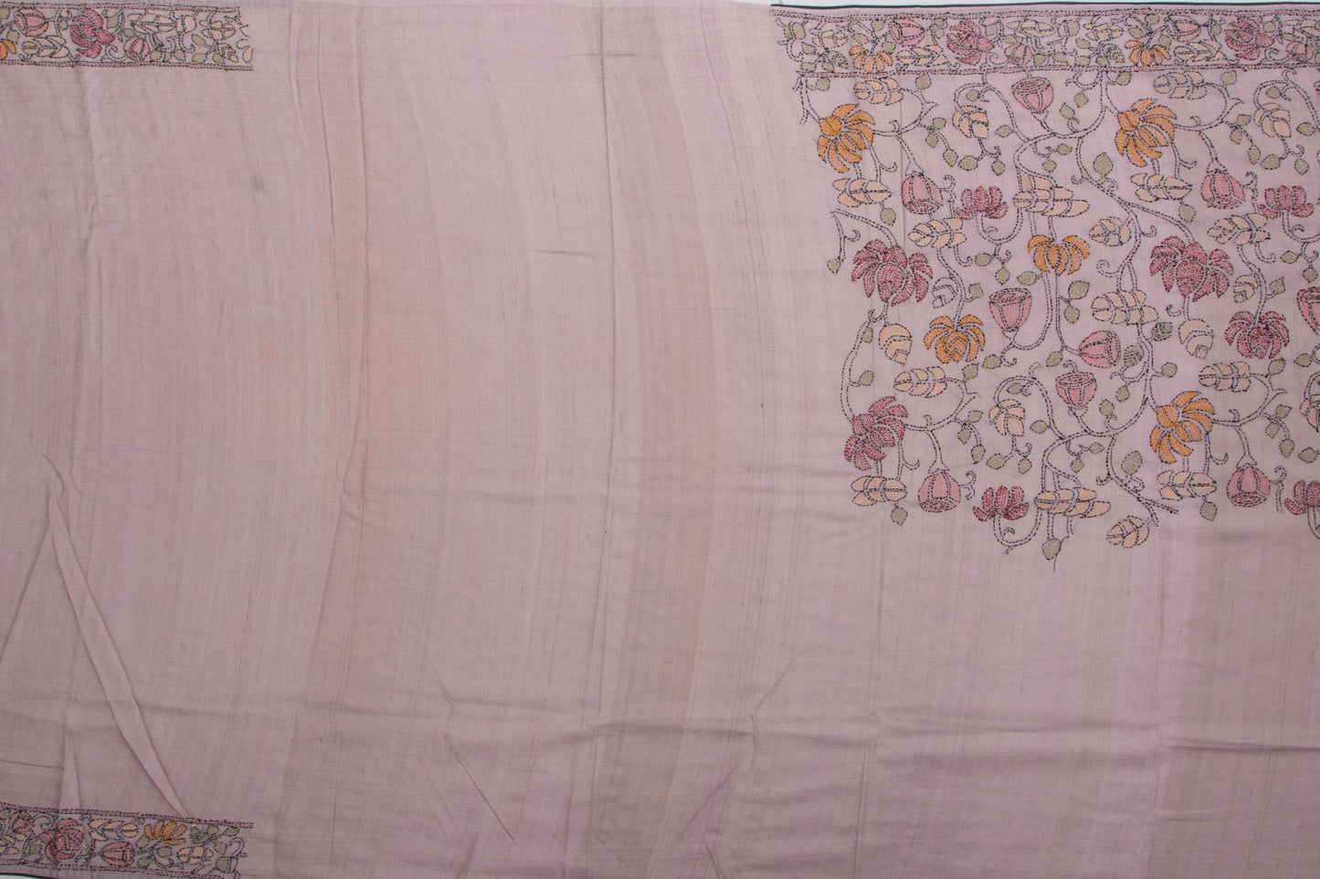 Tussar Kantha Work Jaal Lilac Saree