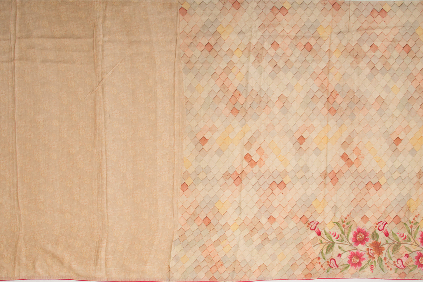 Tussar Printed Beige Saree