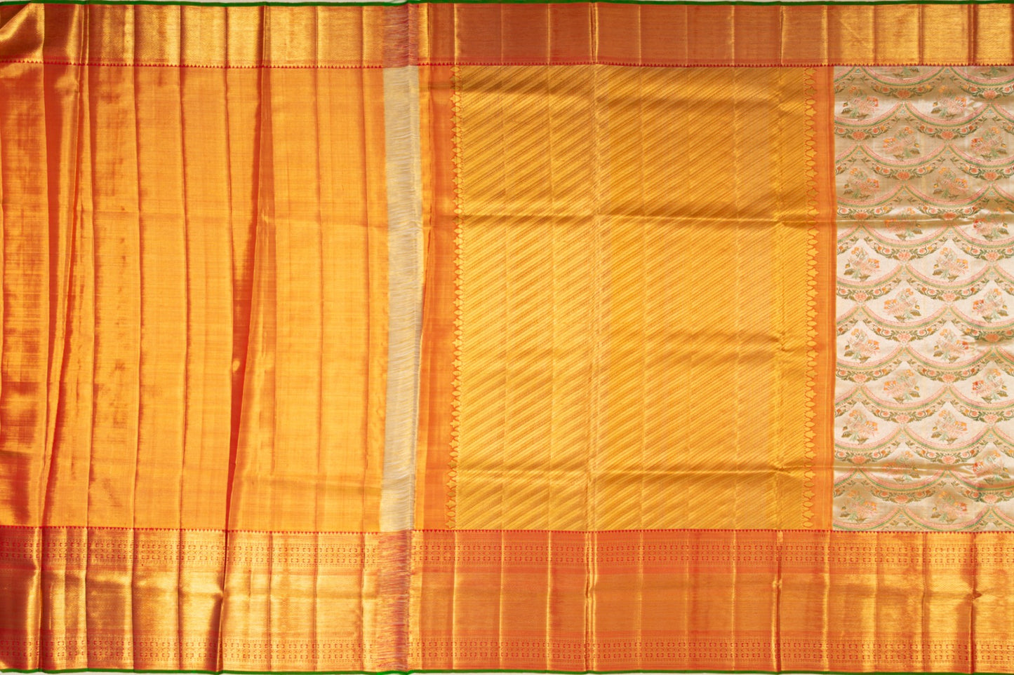Kanchipuram Silk Tissue Brocade Gold Saree