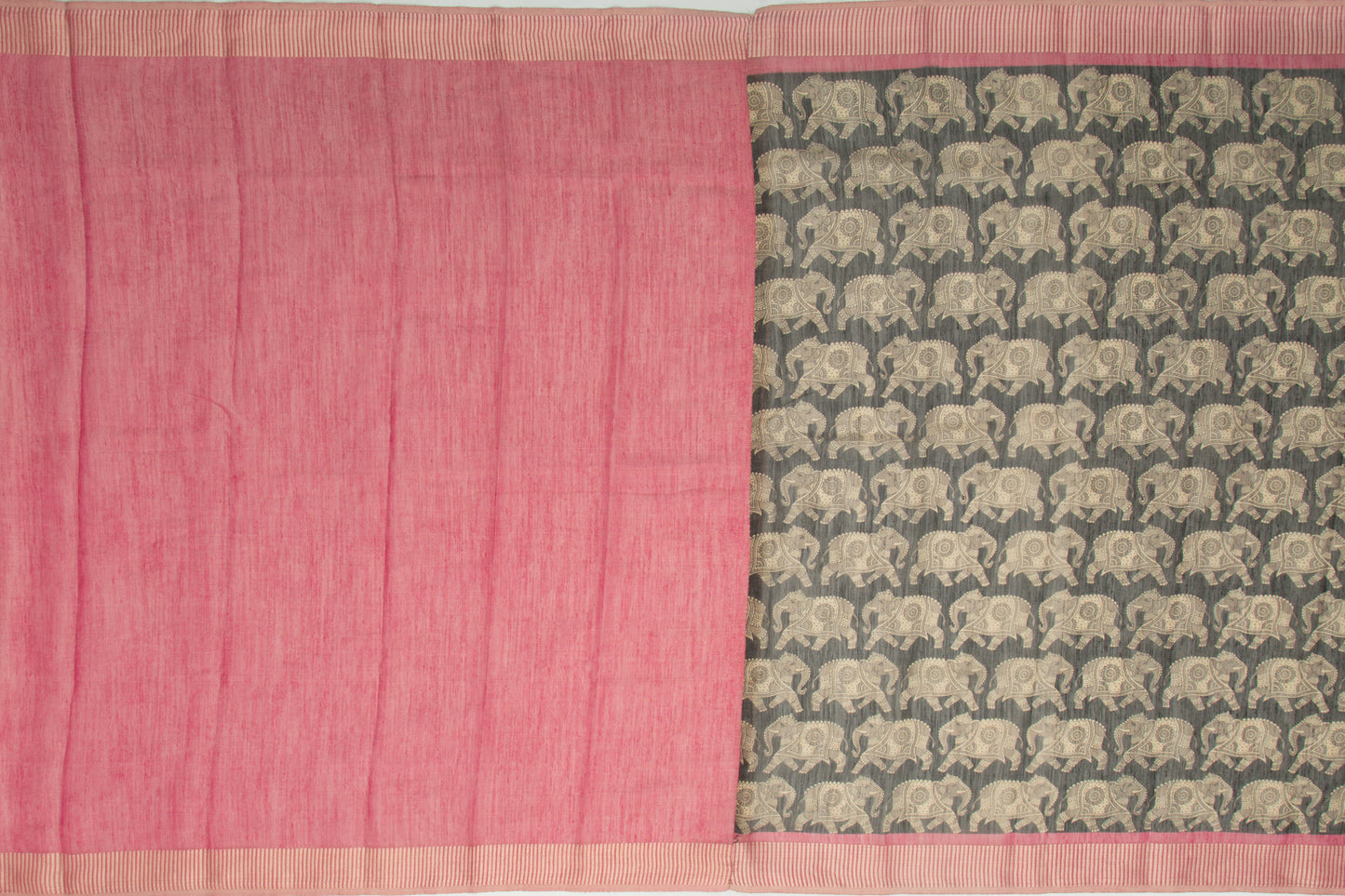 Linen Tissue Printed Black Saree