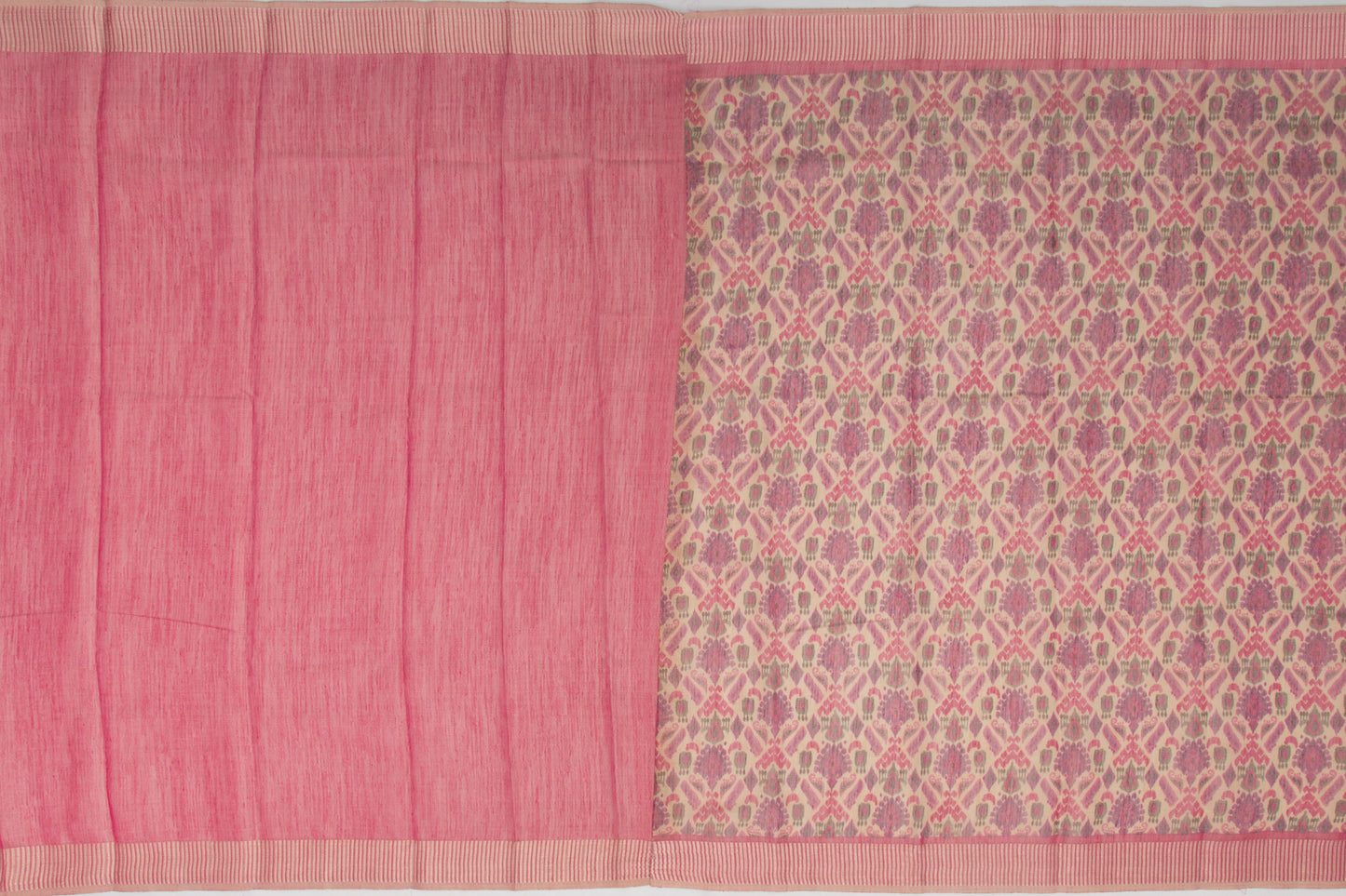 Linen Tissue Printed Cream Saree