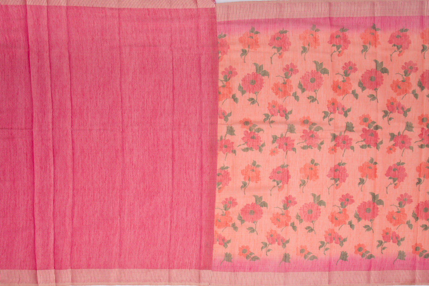 Linen Tissue Printed Orange Saree