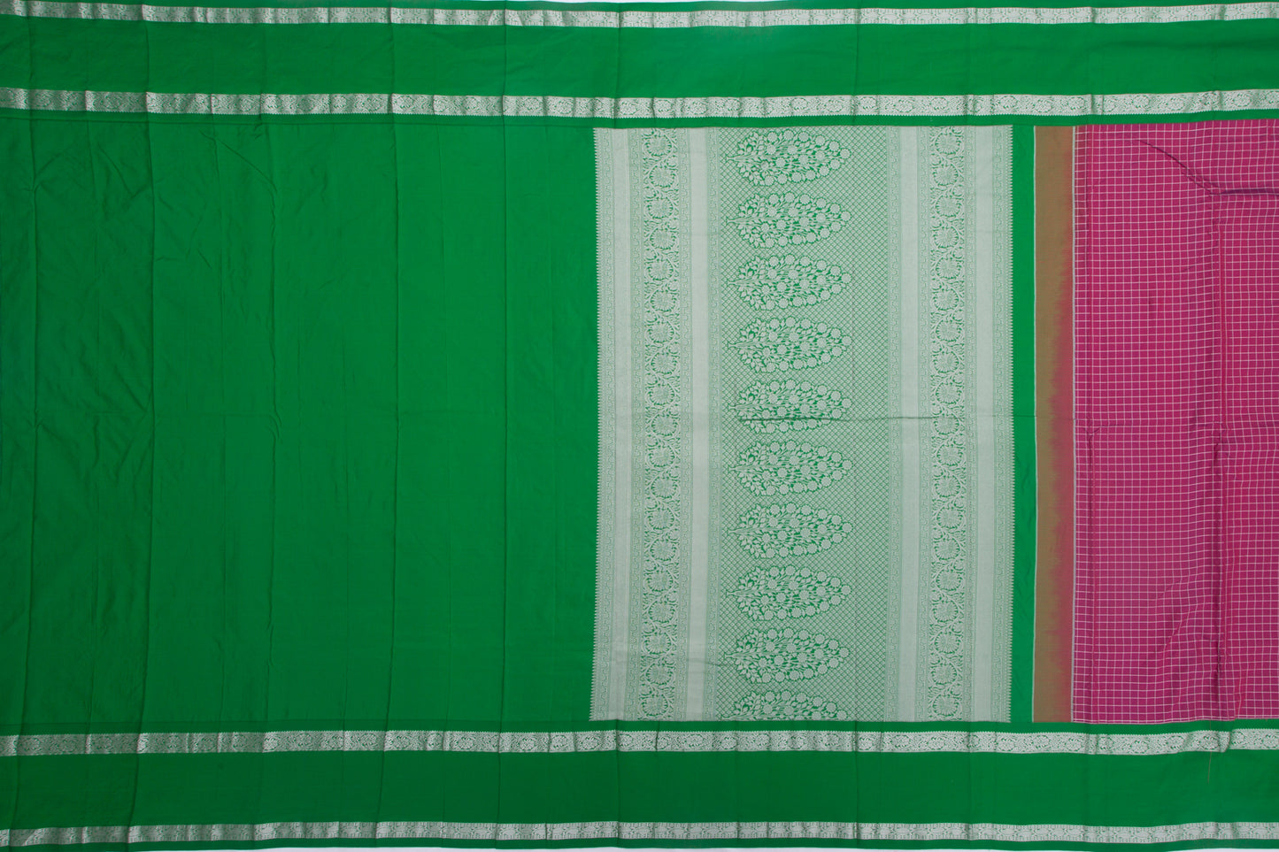 Gadwal Silk Checks Purple Saree