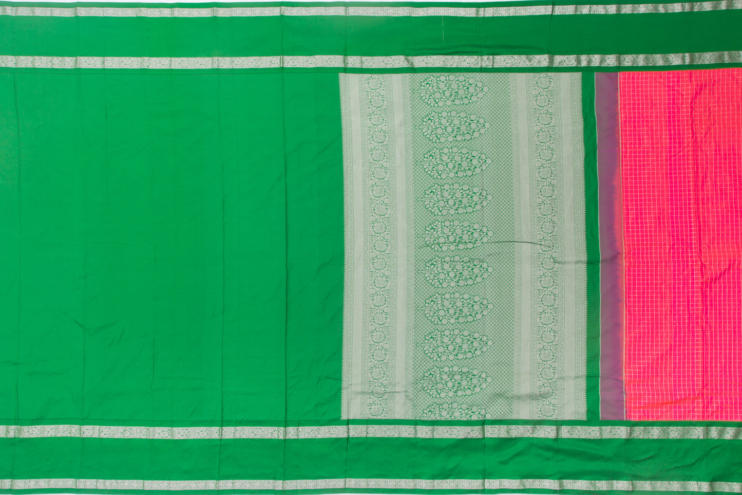 Taranga Kanchi Silk Checks Pink Saree