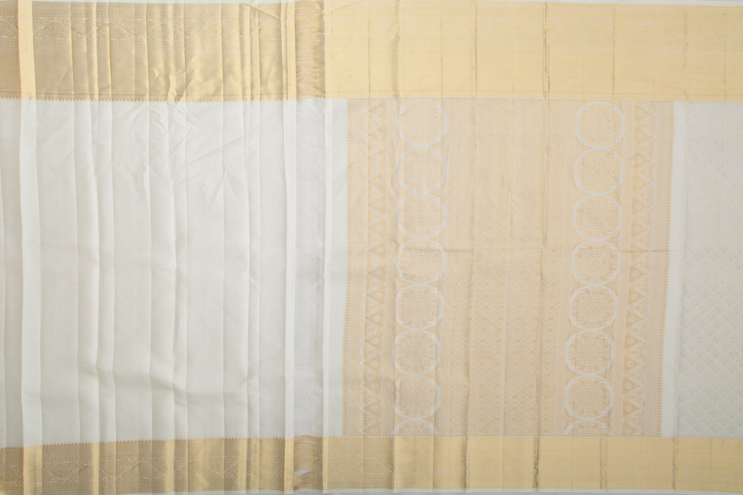 Taranga Kanchi Silk Brocade White Saree