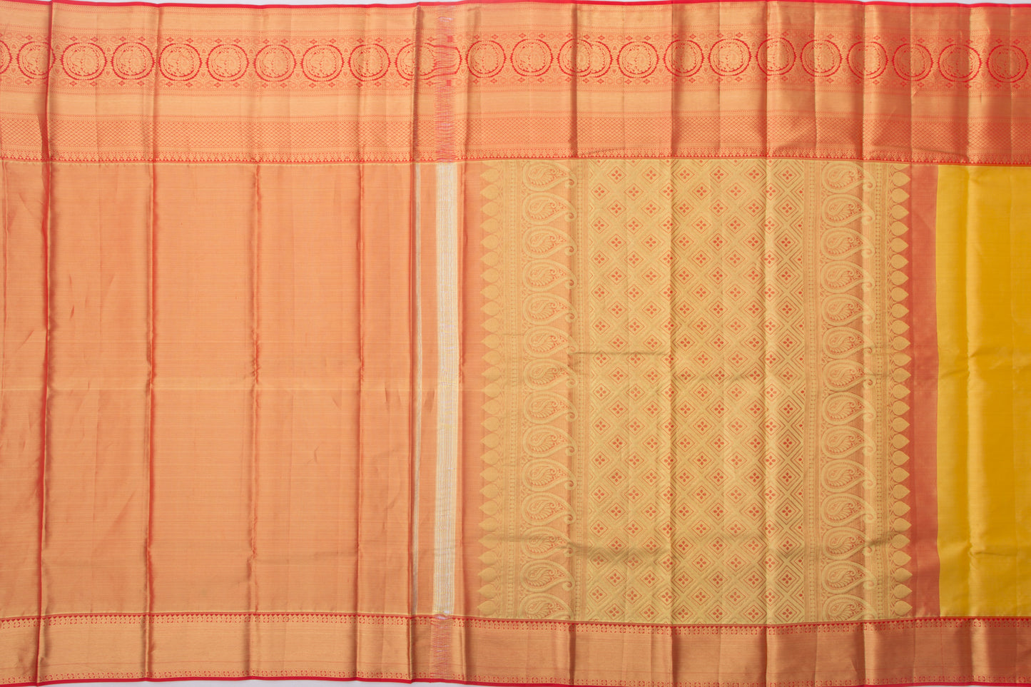 Taranga Kanchi Silk Tissue Plain Yellow Saree