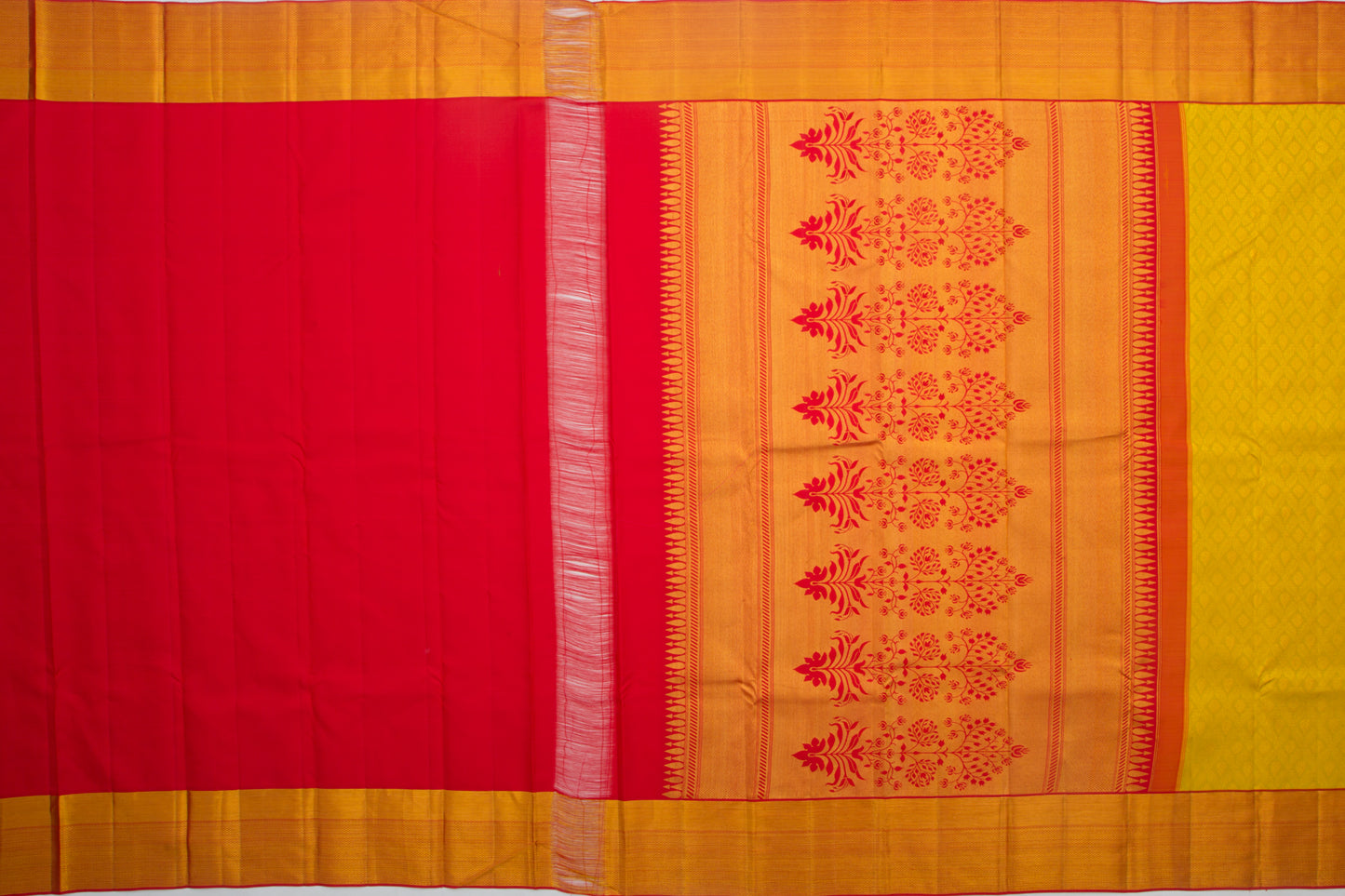 Kanchipuram Silk Brocade Yellow Saree