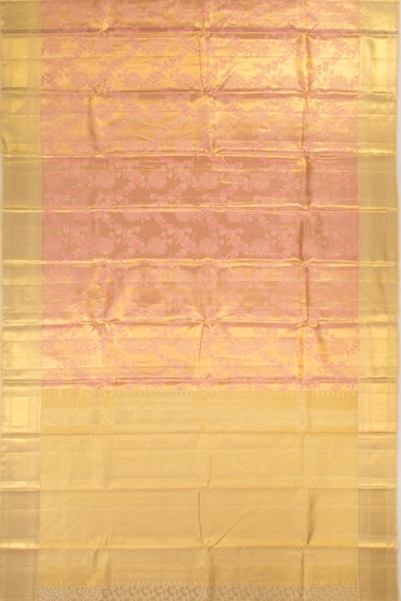 Kanchipuram Silk Tissue Jaal Pink Saree