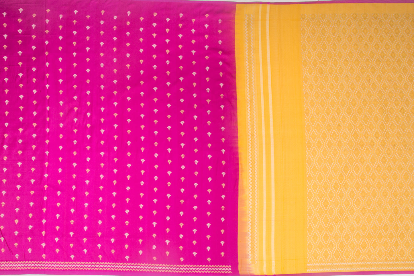 Banarasi Kora Organza Jamdani Yellow Saree