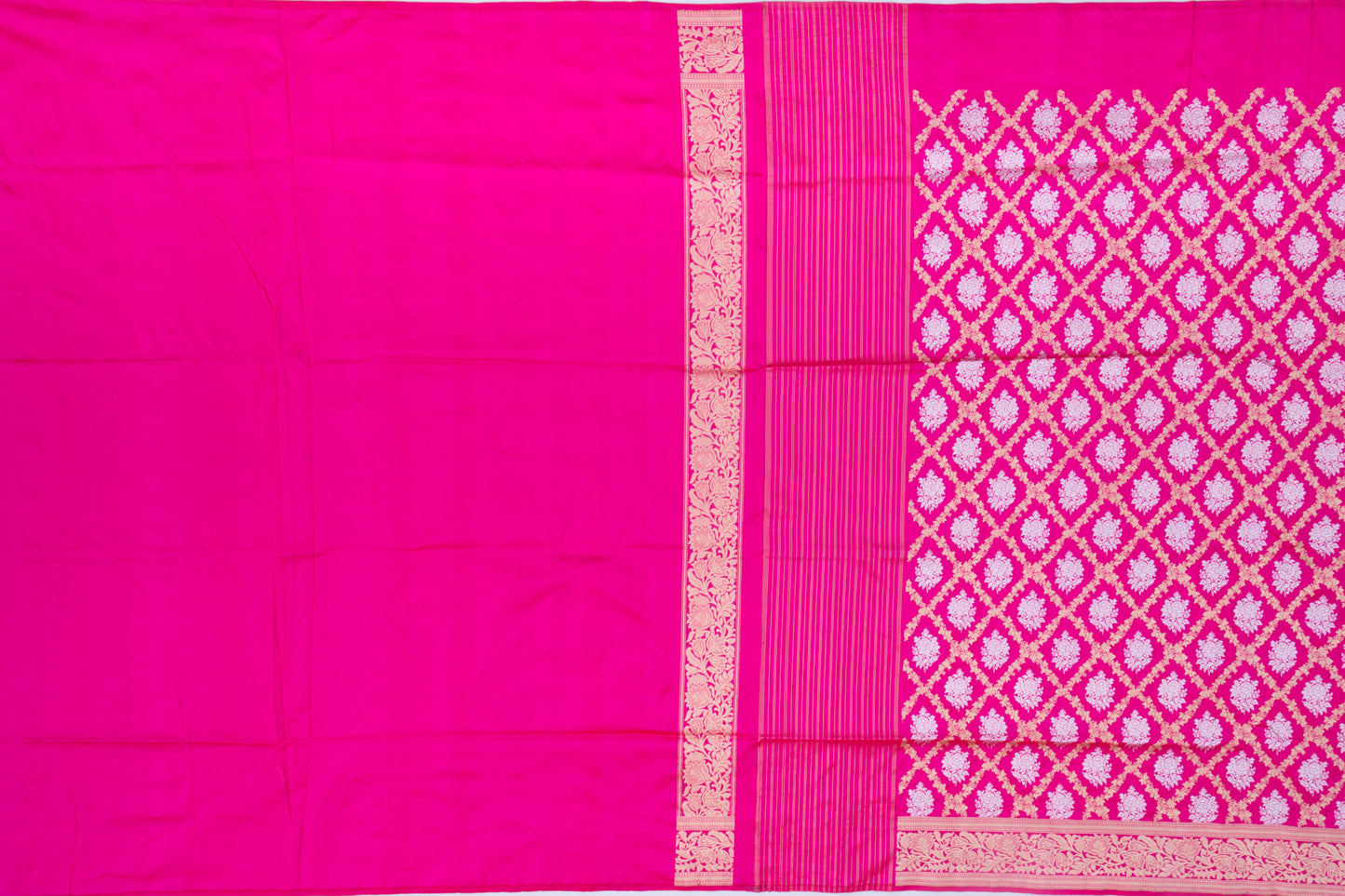 Banarasi Silk Kadwa Jaal And Butta Pink Saree