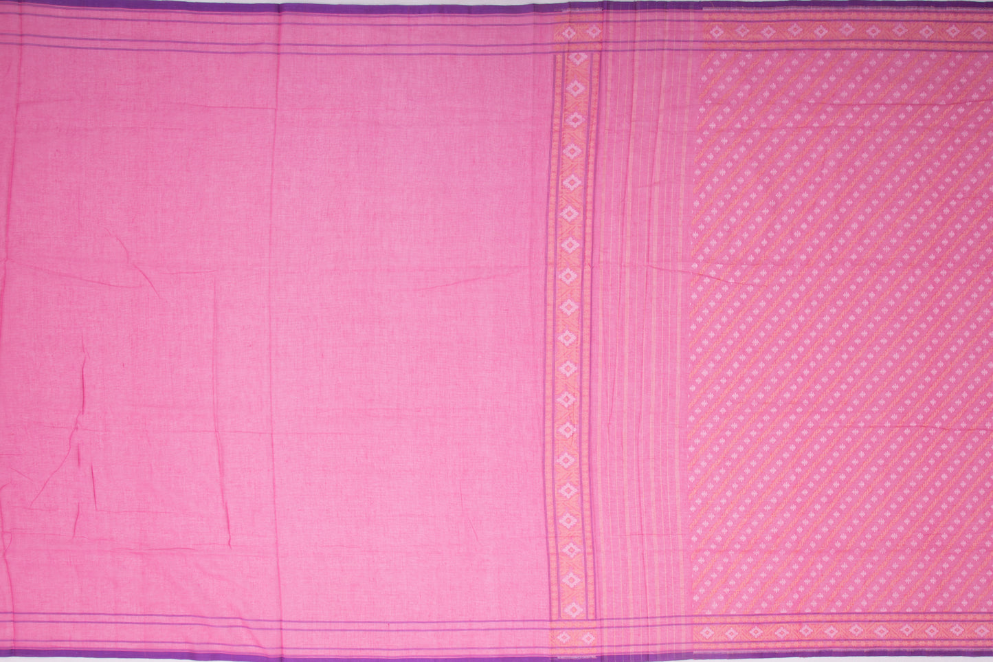 Banarasi Handspun Cotton Checks Pink Saree
