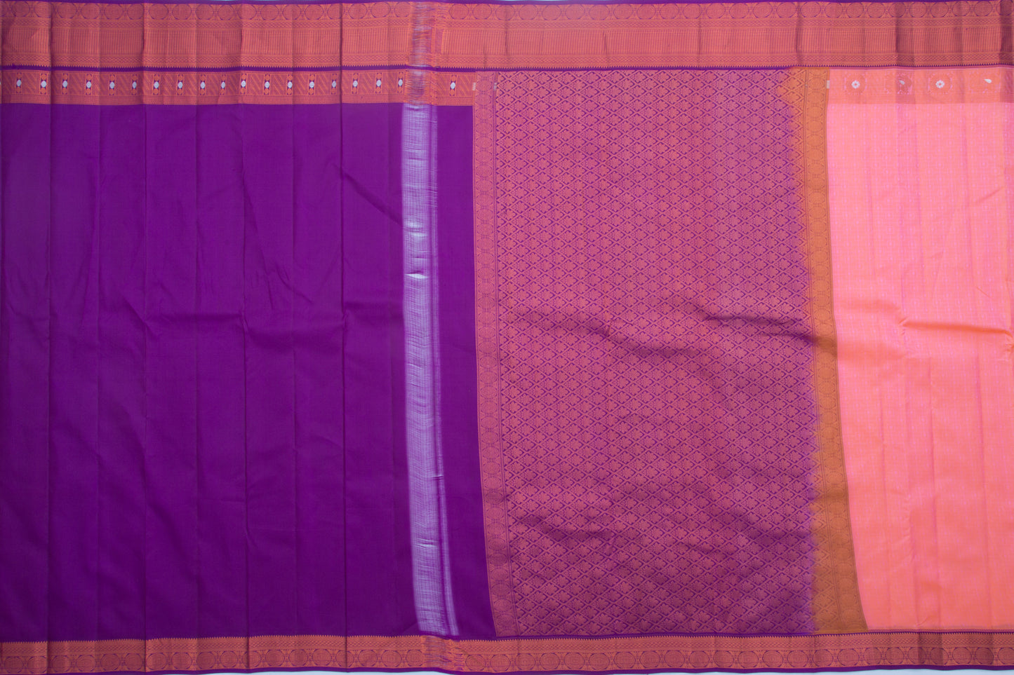 Taranga Kanchi Silk Brocade Peach Saree