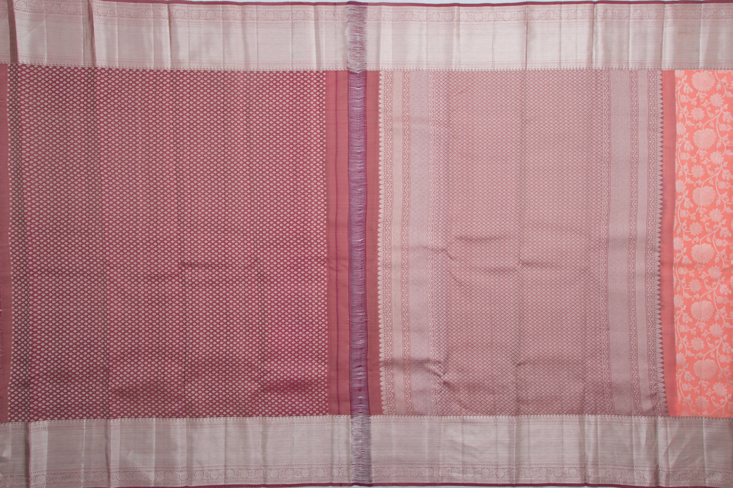 Taranga Kanchi Silk Jaal Peach Saree