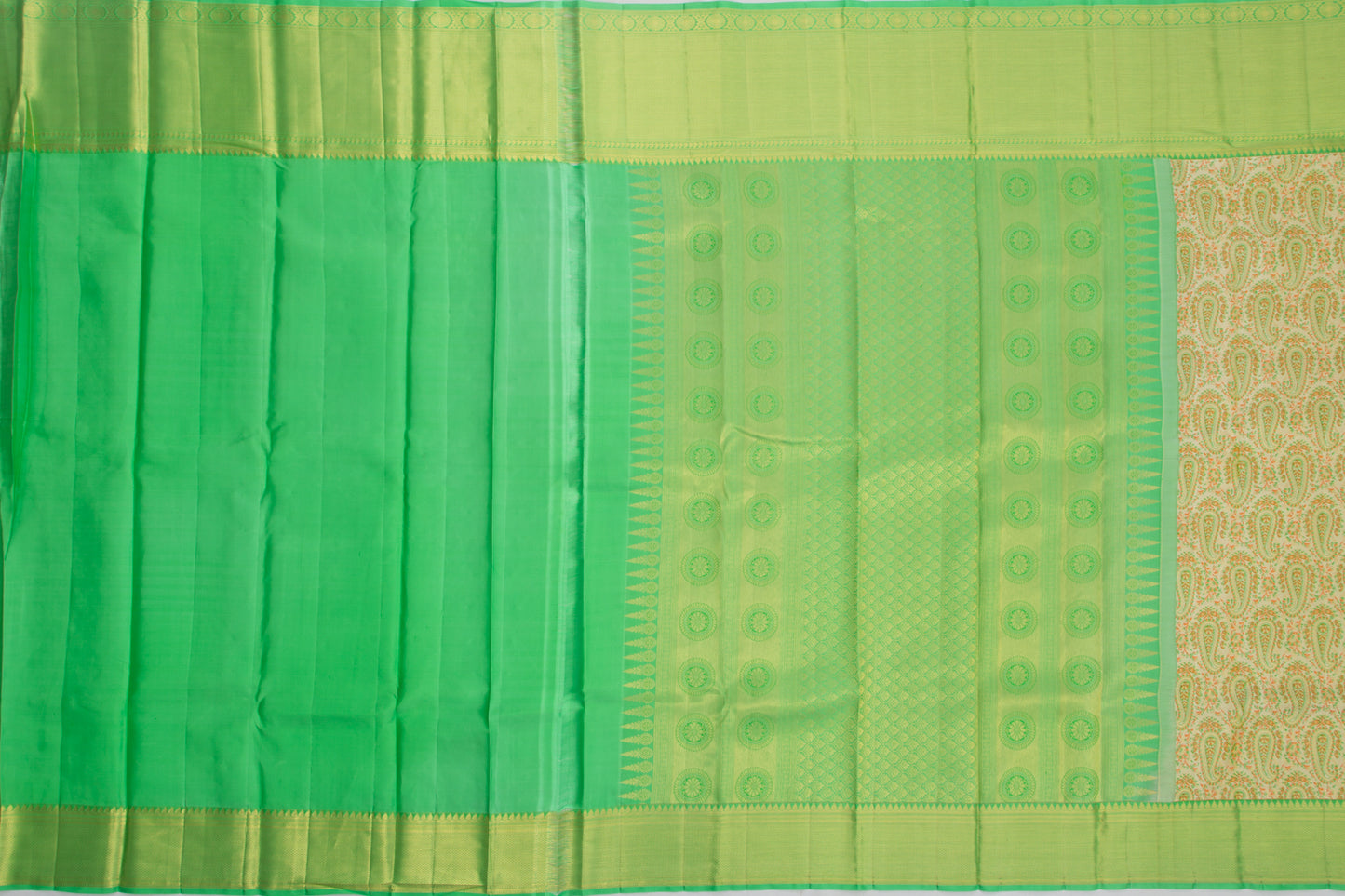 Kanchipuram Silk Jacquard Cream Saree
