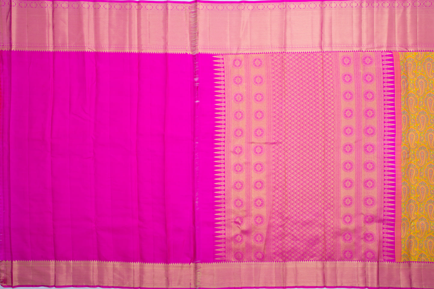 Kanchipuram Silk Jacquard Yellow Saree