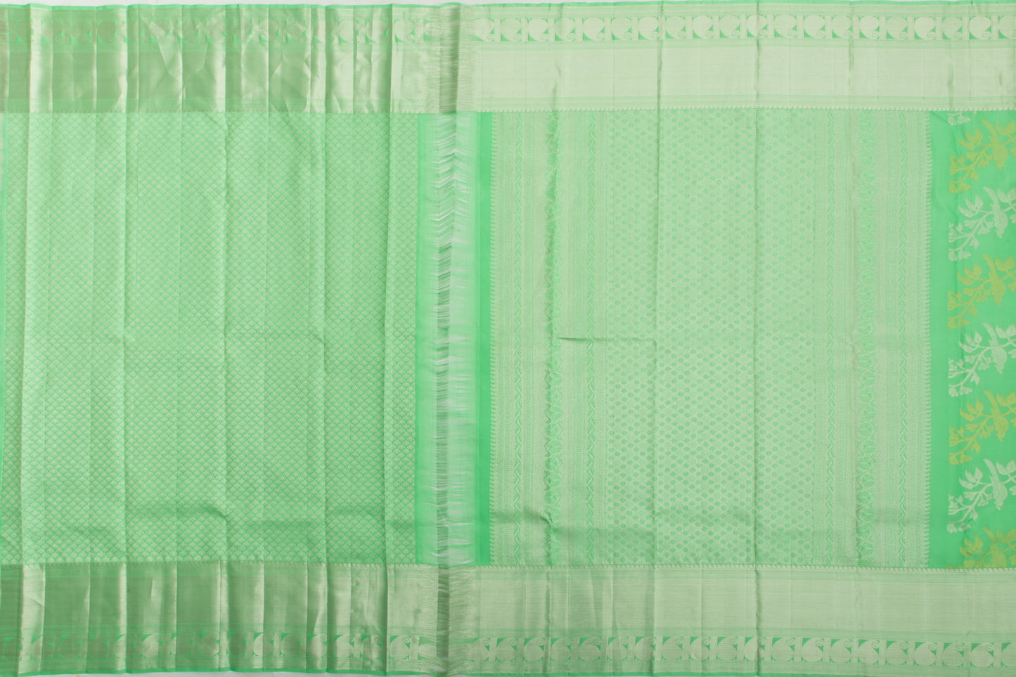 Kanchipuram Silk Jaal Green Saree