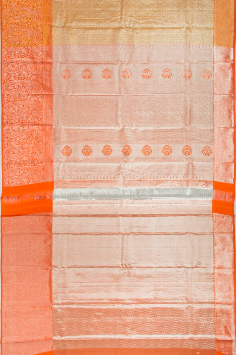 Kanchipuram Silk Tissue Brocade Peach Saree