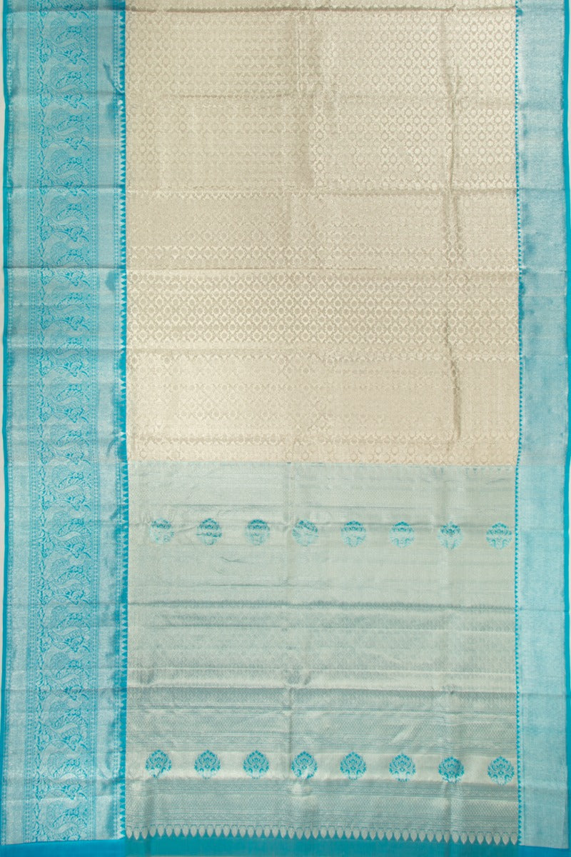 Taranga Kanchi Silk Tissue Brocade Silver Saree