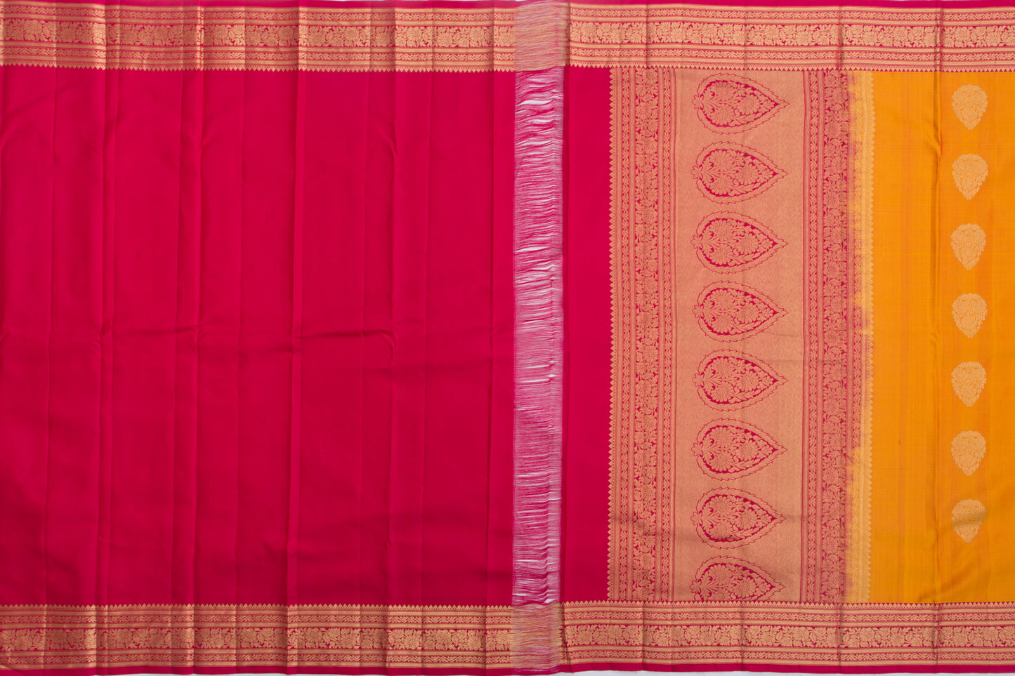 Taranga Kanchi Silk Butta Mustard Yellow Saree