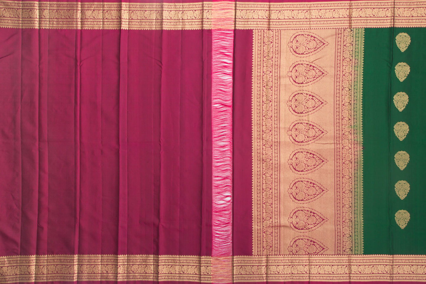 Taranga Kanchi Silk Butta Dark Green Saree