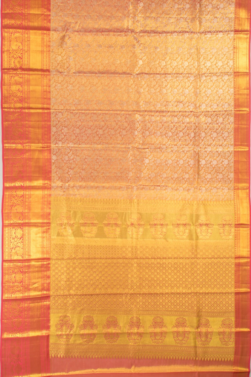 Taranga Kanchi Silk Tissue Brocade Orange Saree