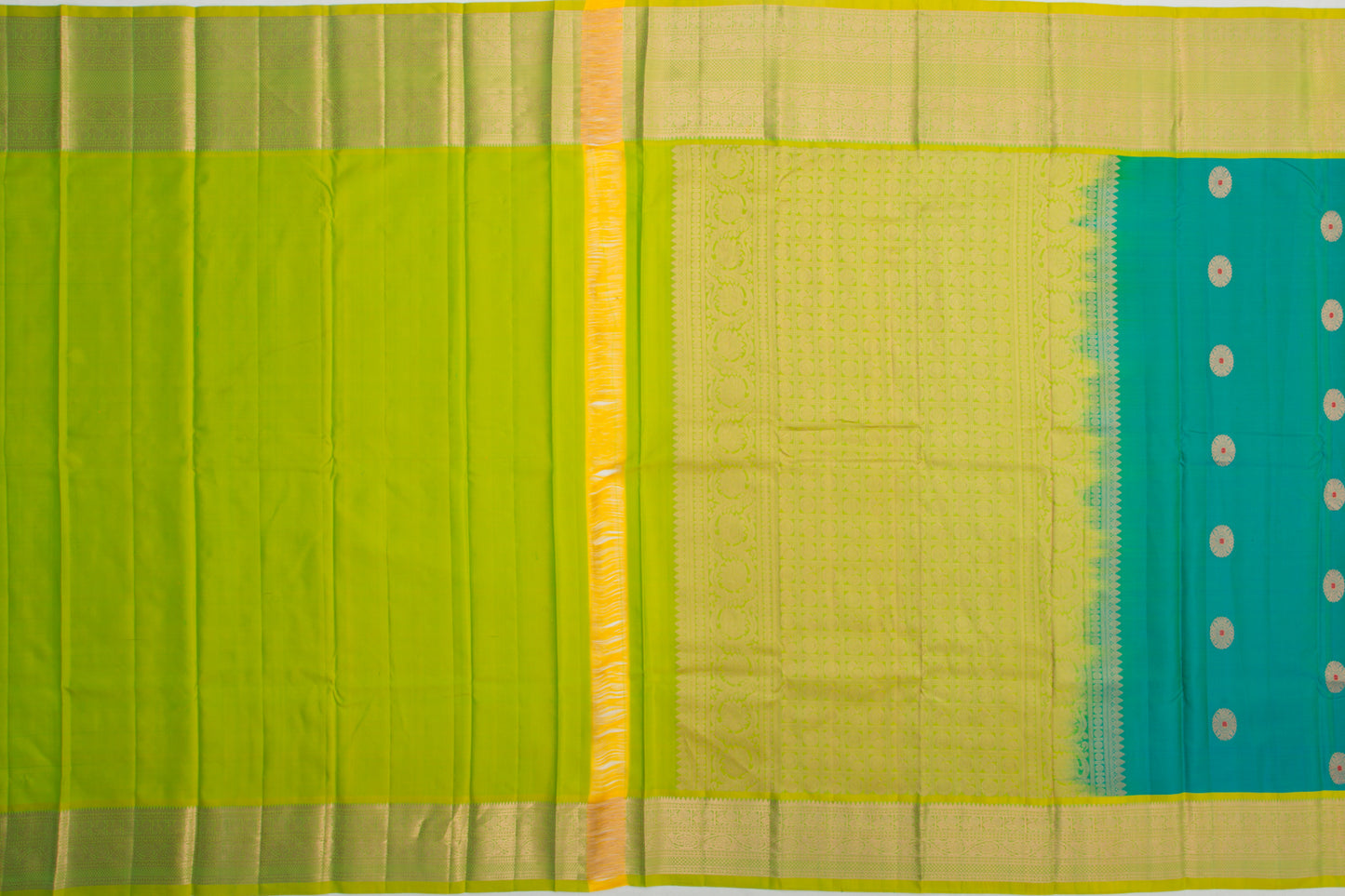 Taranga Kanchi Silk Butta Dual Tone Blue And Green Saree