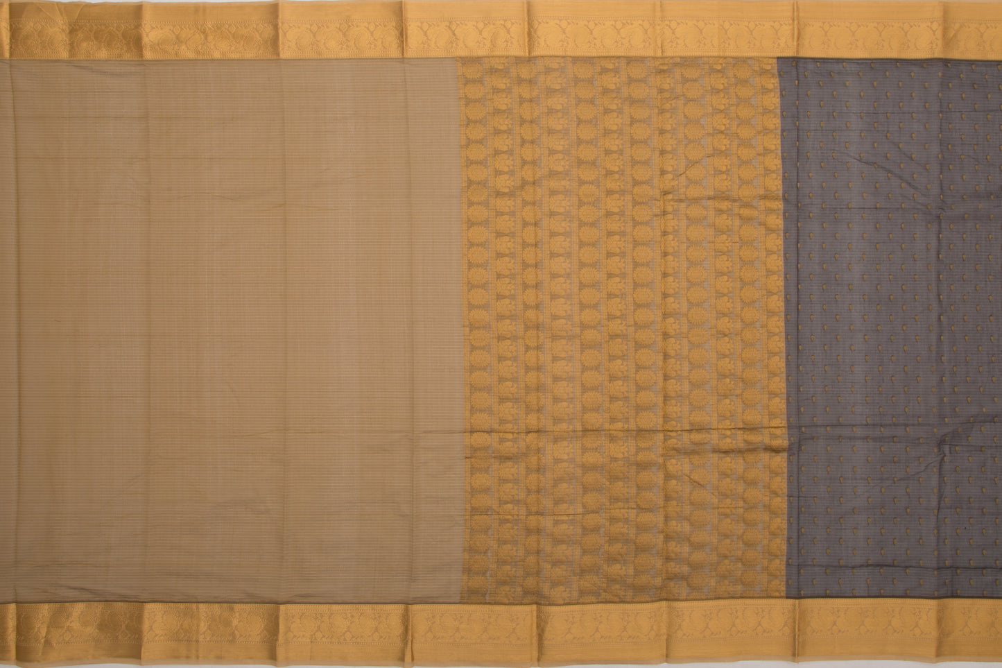 Kanchi Cotton Horizontal Lines And Butta Black Saree