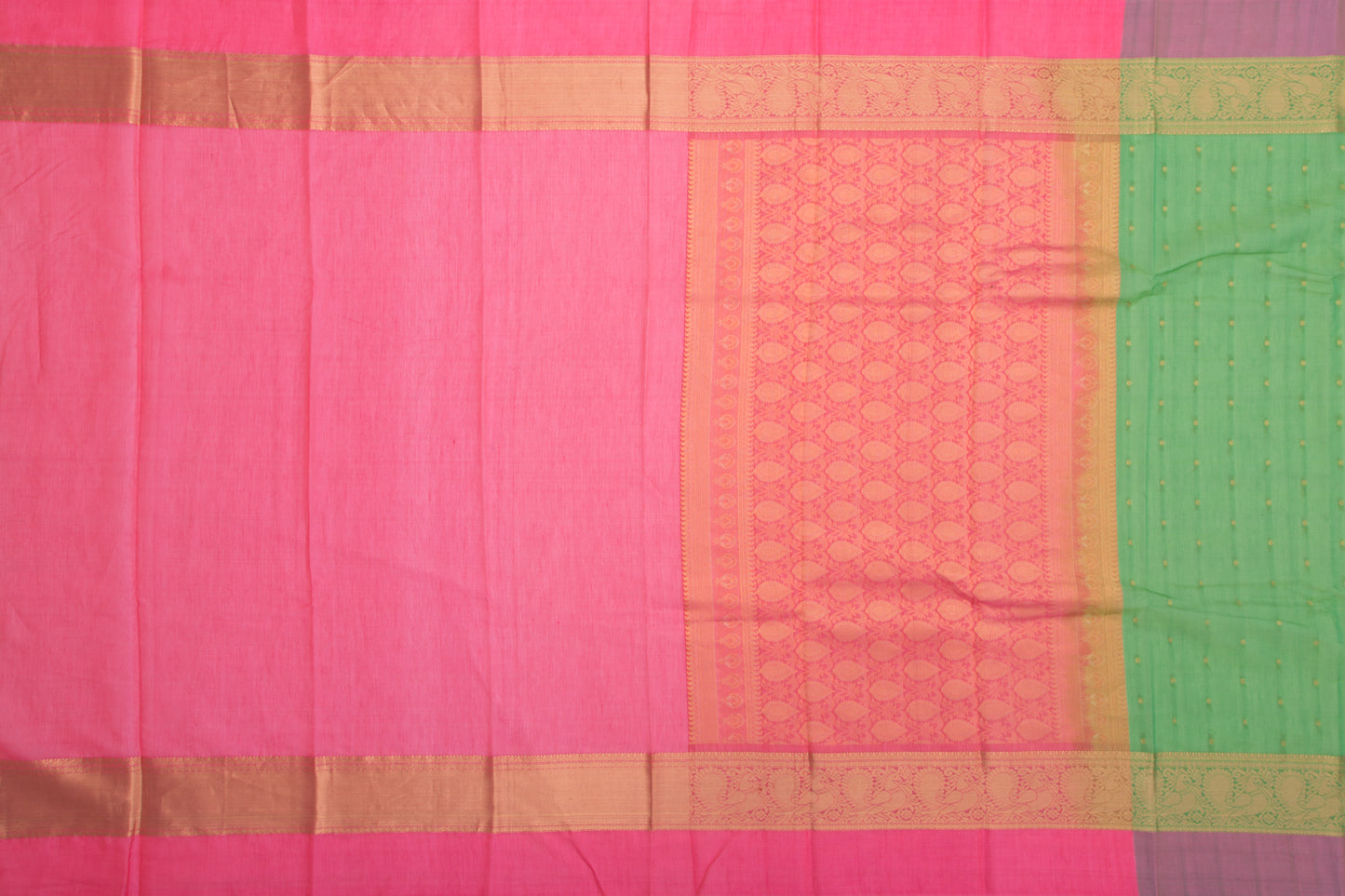 Kanchi Cotton Butta Green Saree