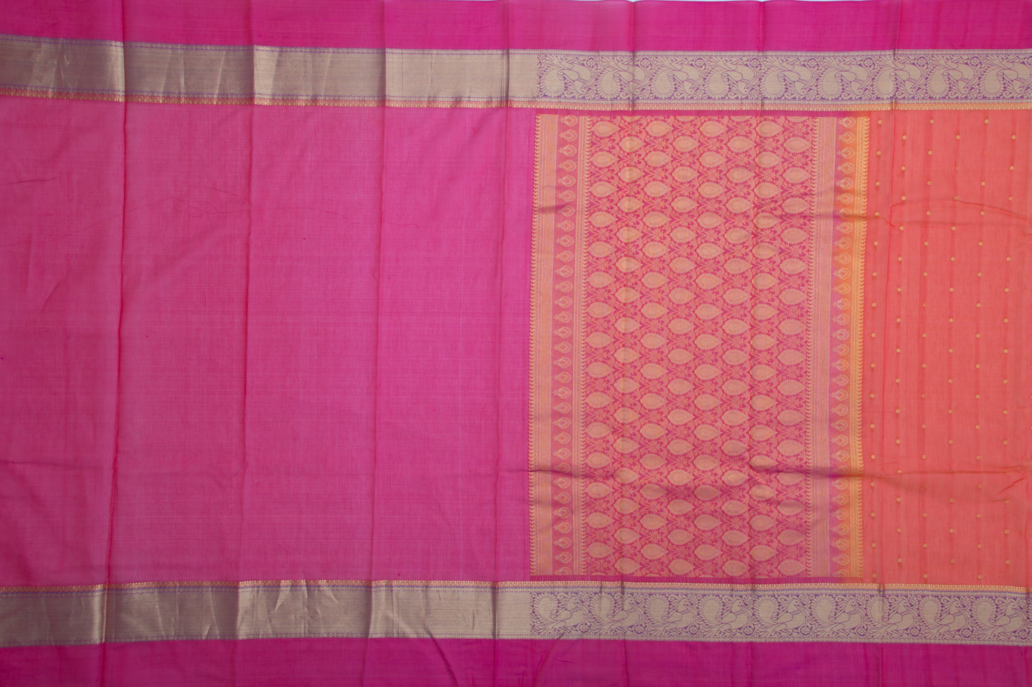 Kanchi Cotton Butta Orange Saree