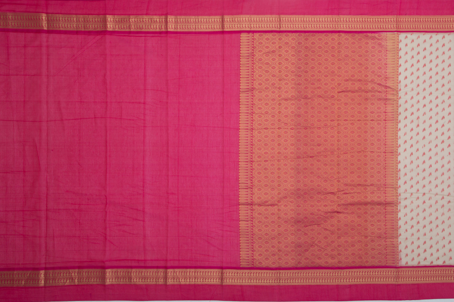 Kanchi Cotton Butta Cream Saree