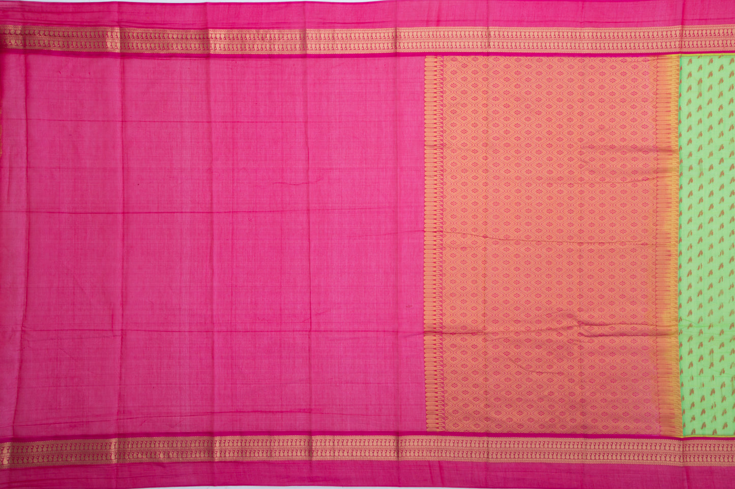 Kanchi Cotton Butta Green Saree