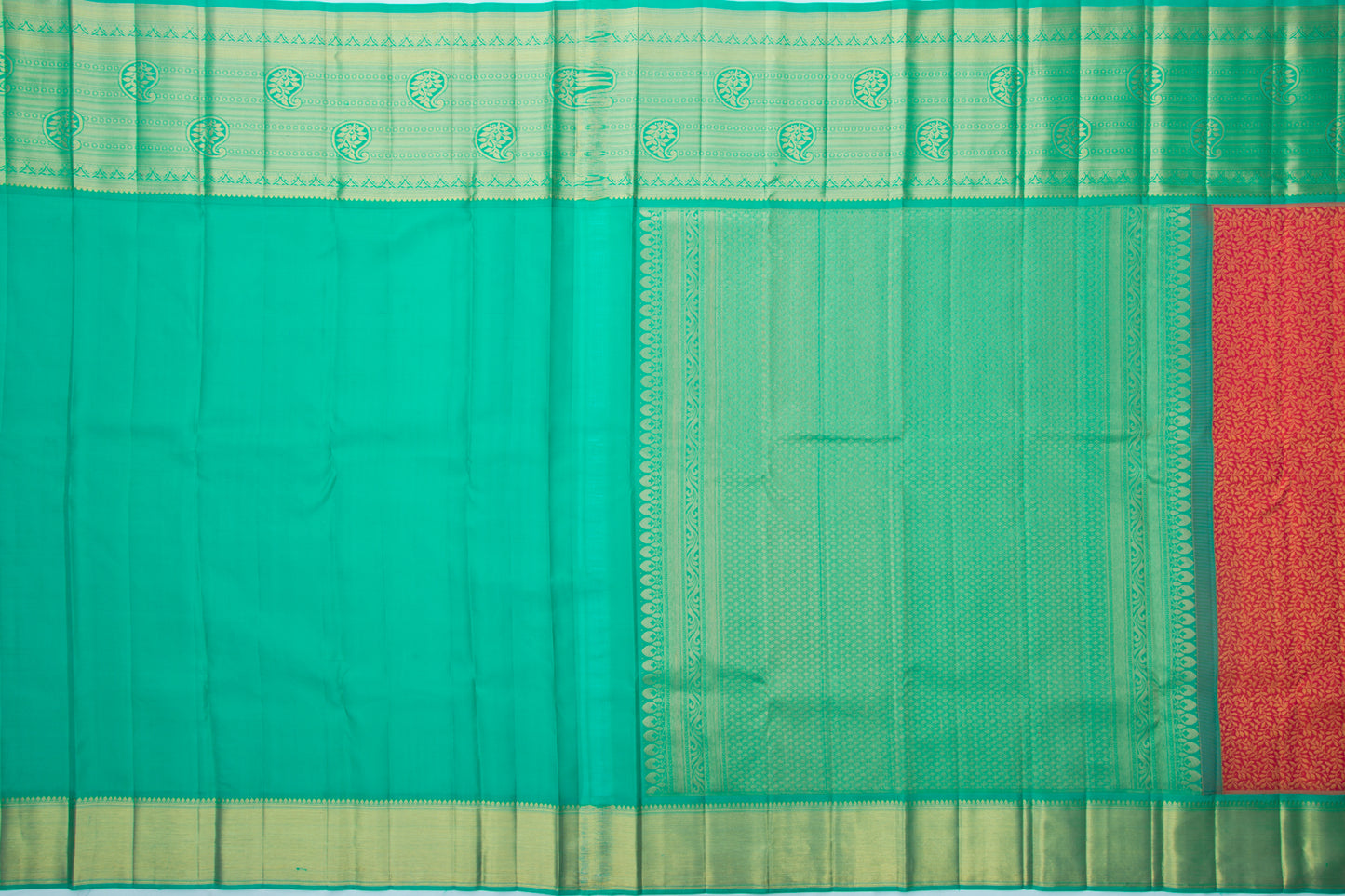 Taranga Kanchi Silk Brocade Dual Tone Red And Pink Saree