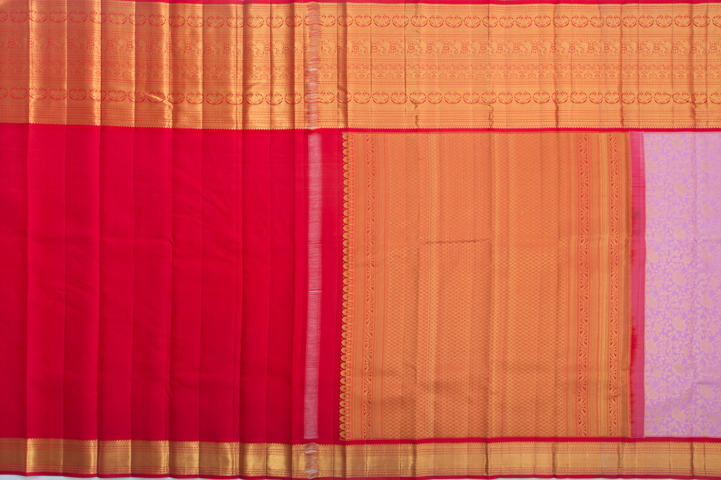 Kanchipuram Silk Jaal Lavender Saree