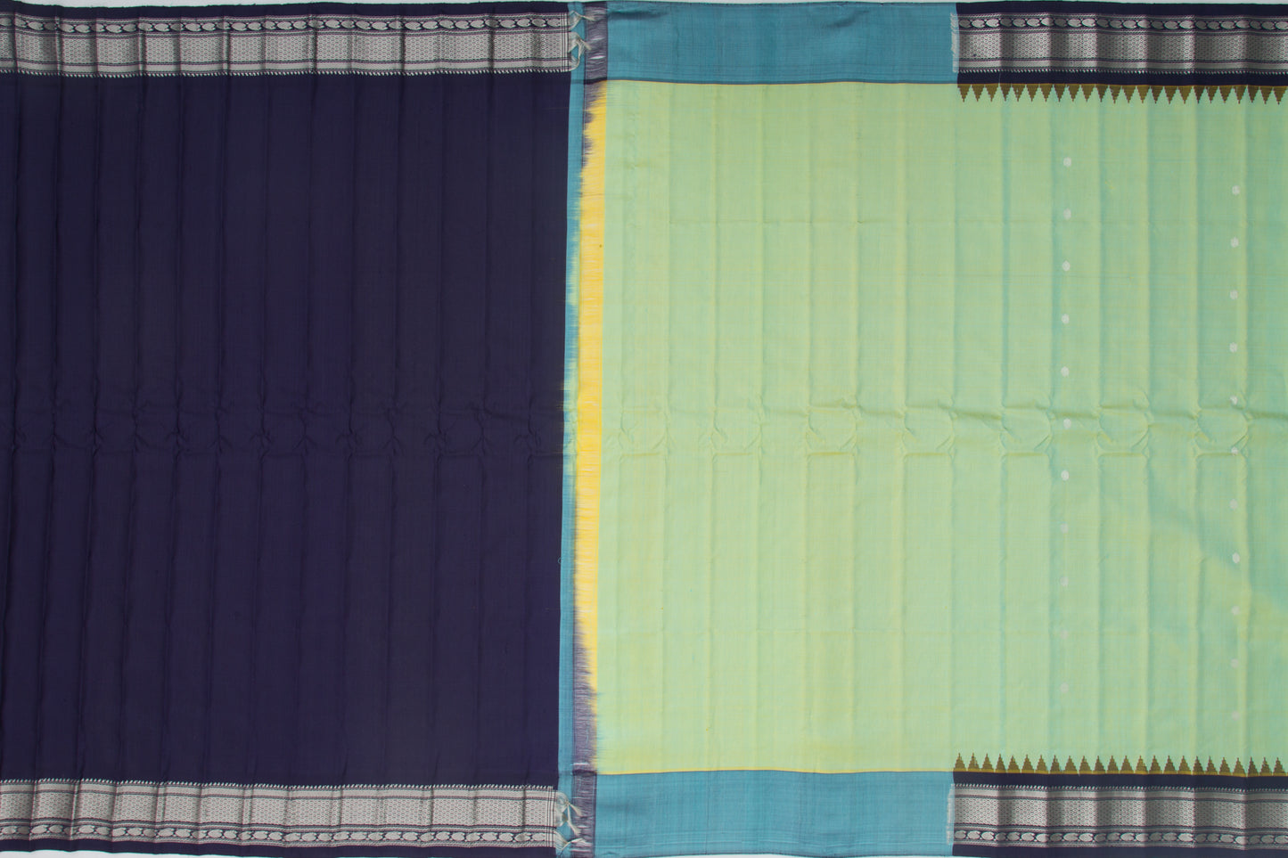 Gadwal Silk Butta Pista Green Saree