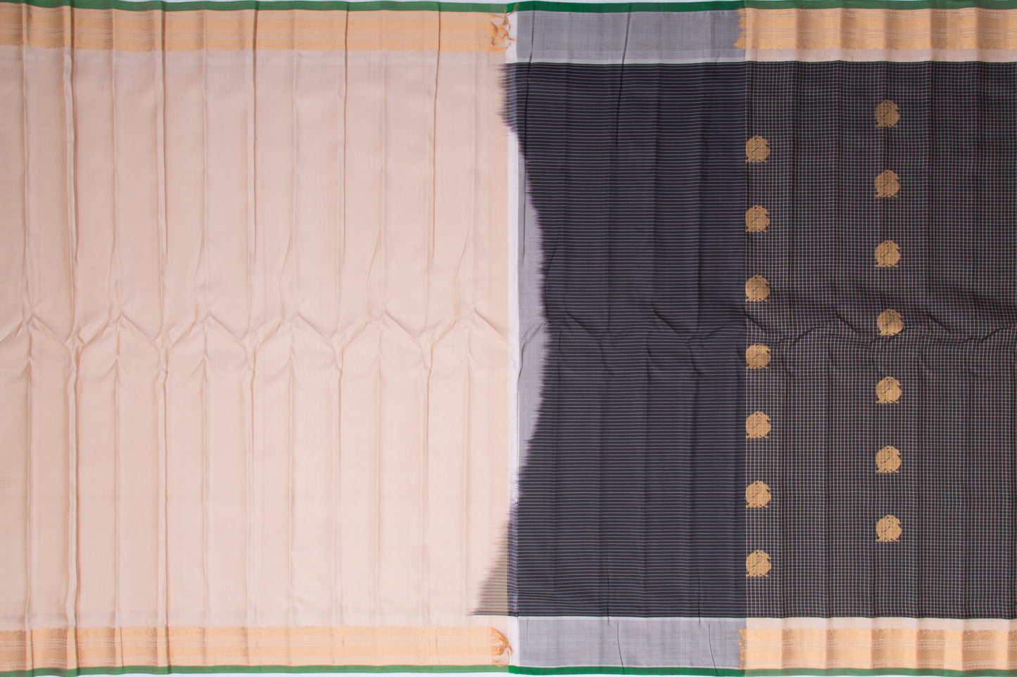 Gadwal Silk Checks And Butta Black Saree