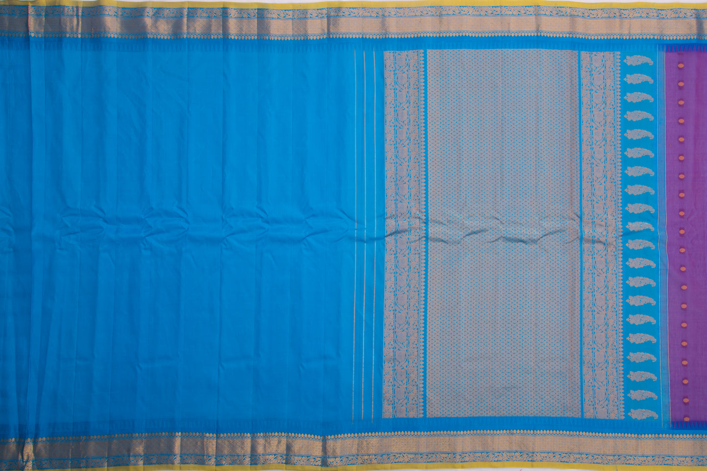 Gadwal Cotton Silk Butta Violet Saree