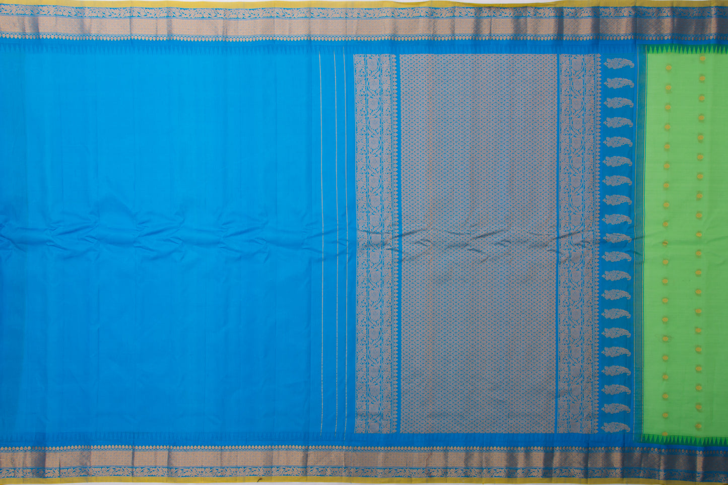 Gadwal Cotton Silk Butta Green Saree