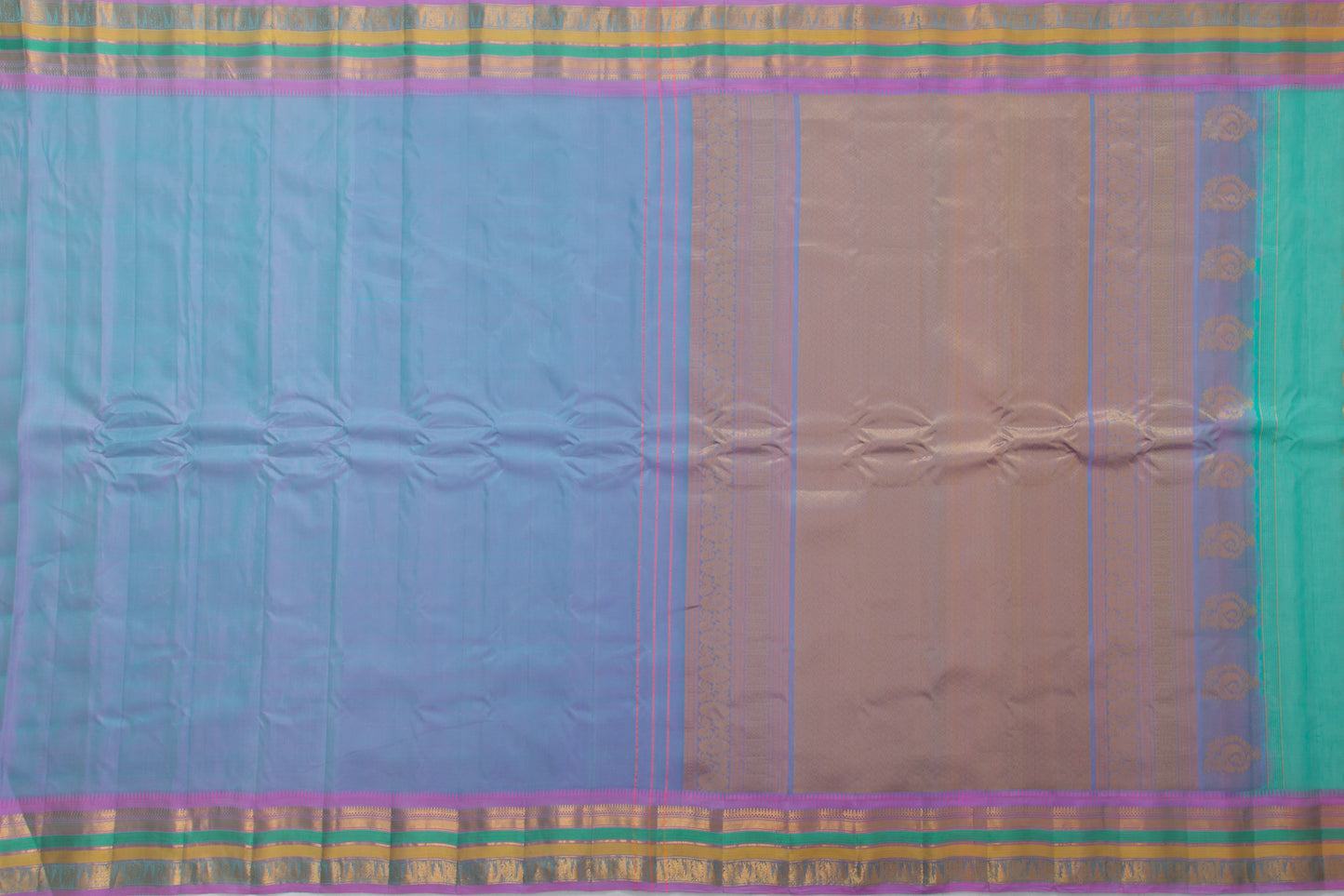 Gadwal Cotton Silk Butta Sea Green Saree