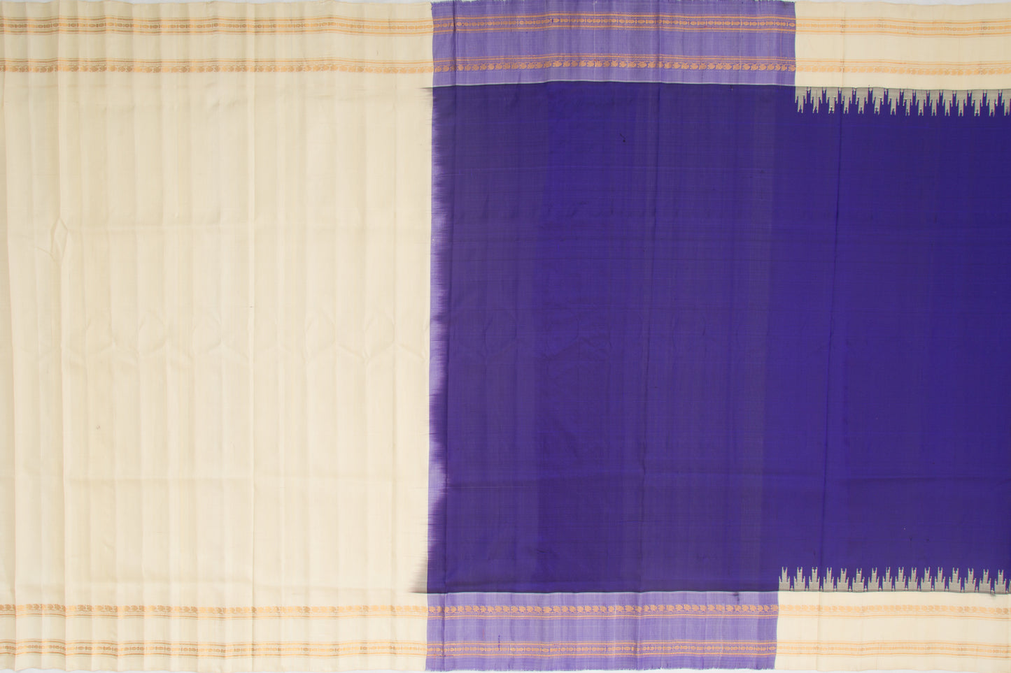 Gadwal Silk Plain Dark Blue Saree