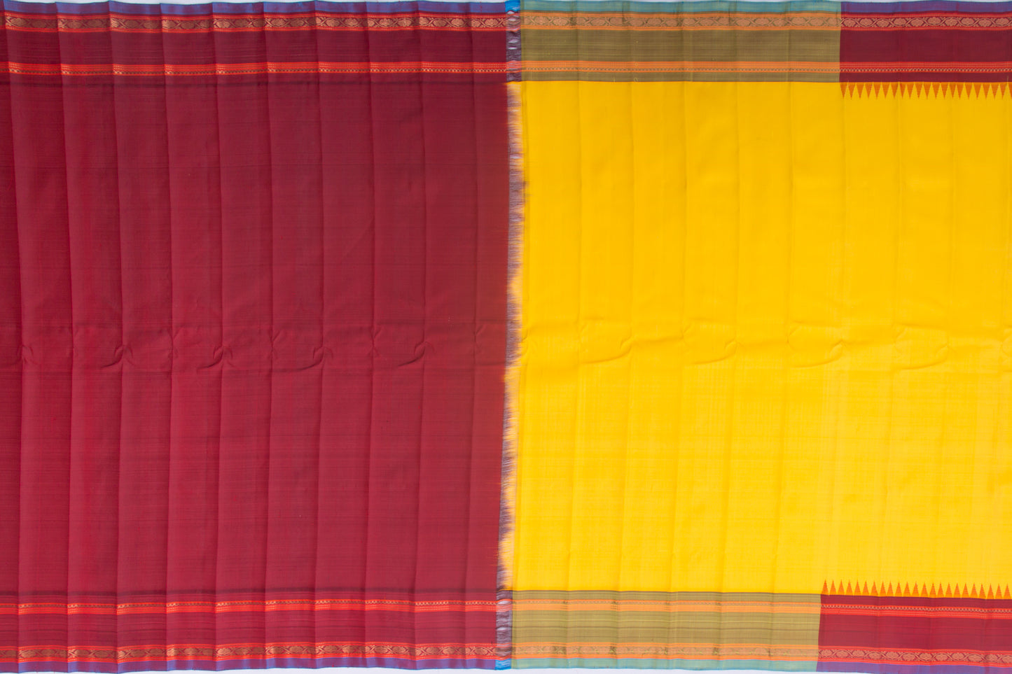Gadwal Silk Plain Yellow Saree