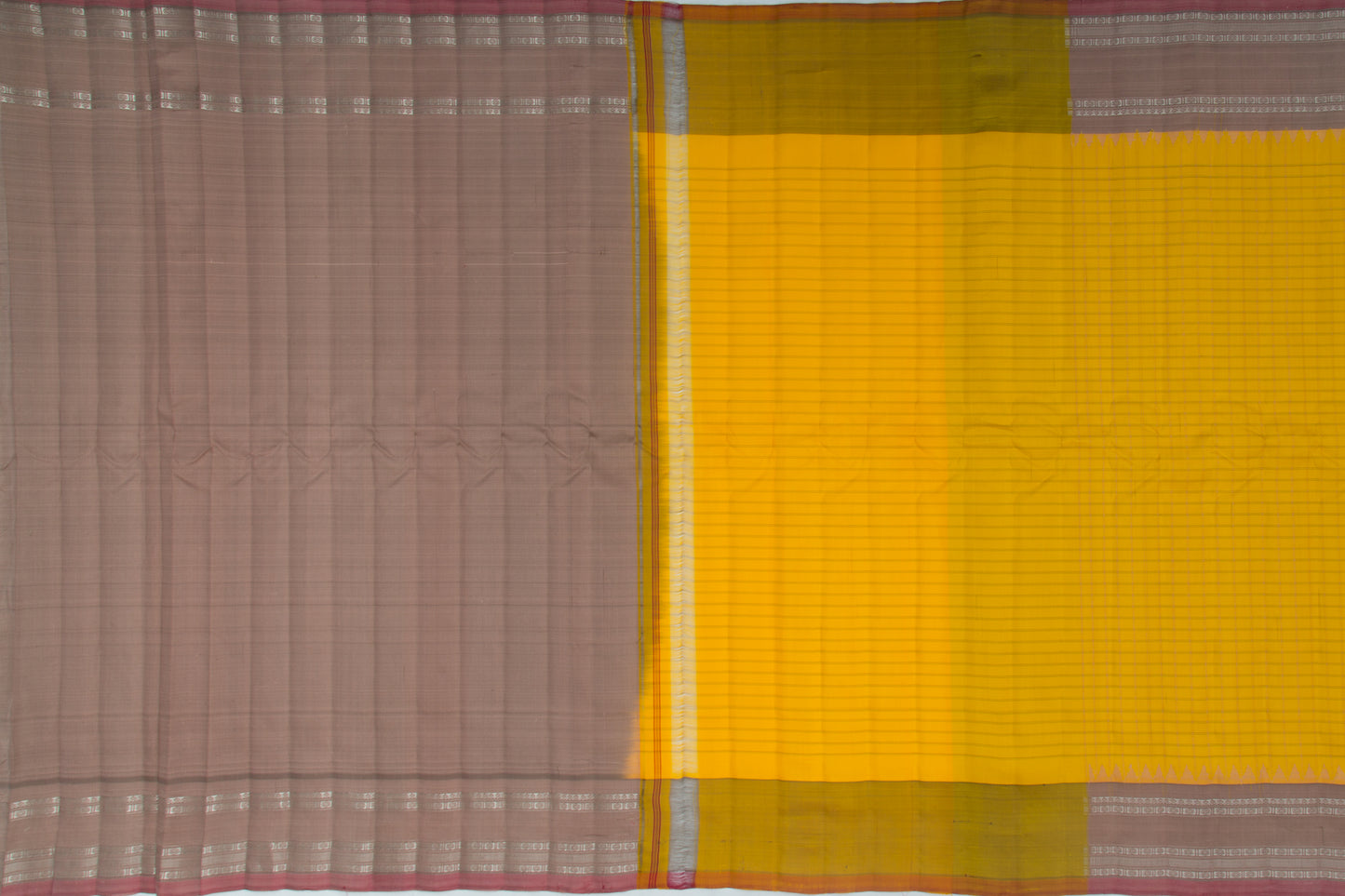 Gadwal Silk Checks Yellow Saree