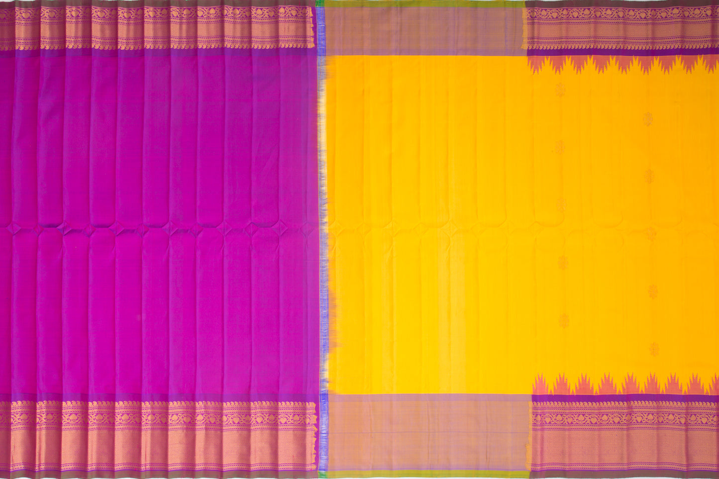 Gadwal Silk Butta Yellow Saree