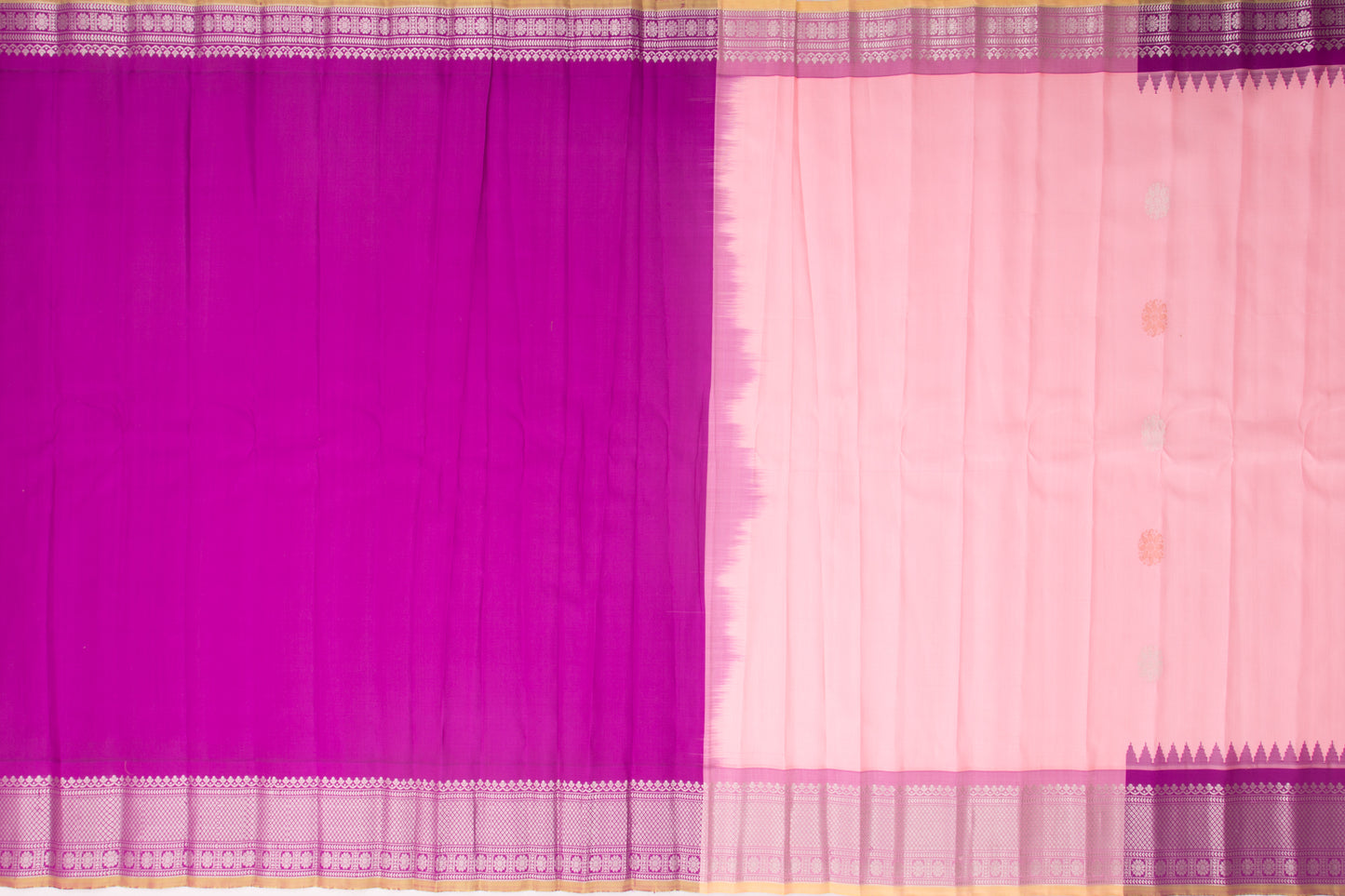 Gadwal Silk Butta Baby Pink Saree