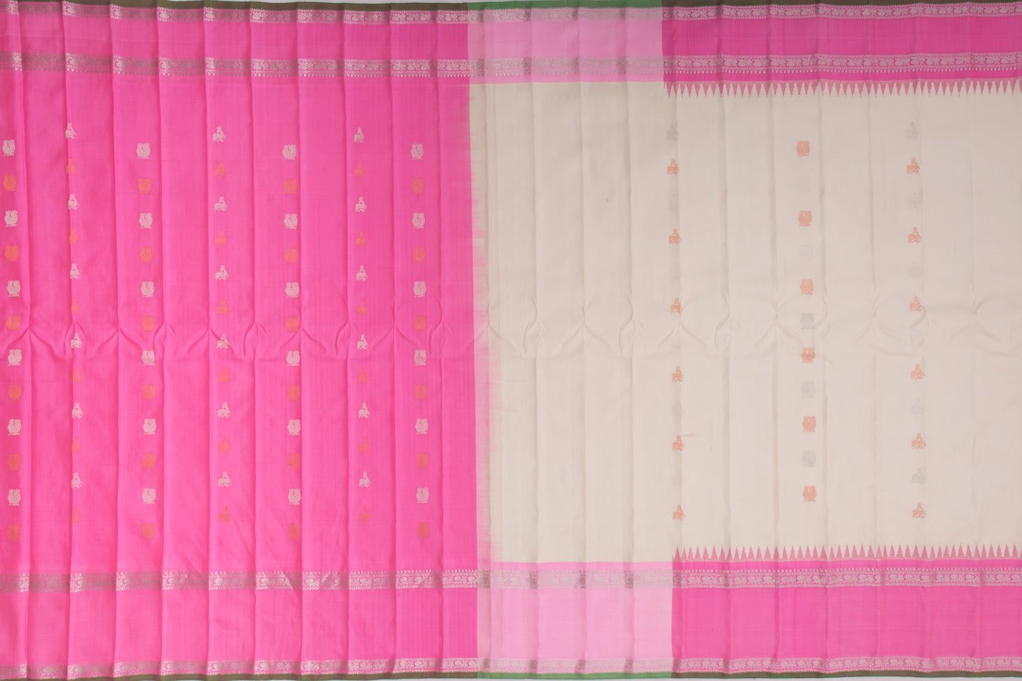 Gadwal Silk Butta Cream Saree