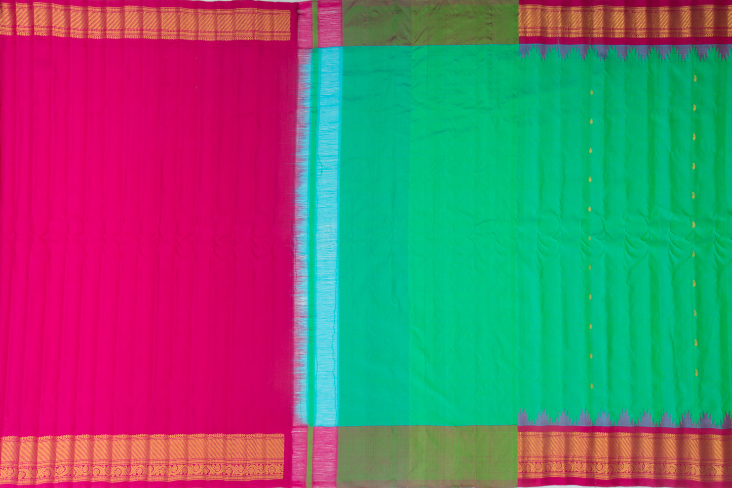 Gadwal Silk Butta Green Saree