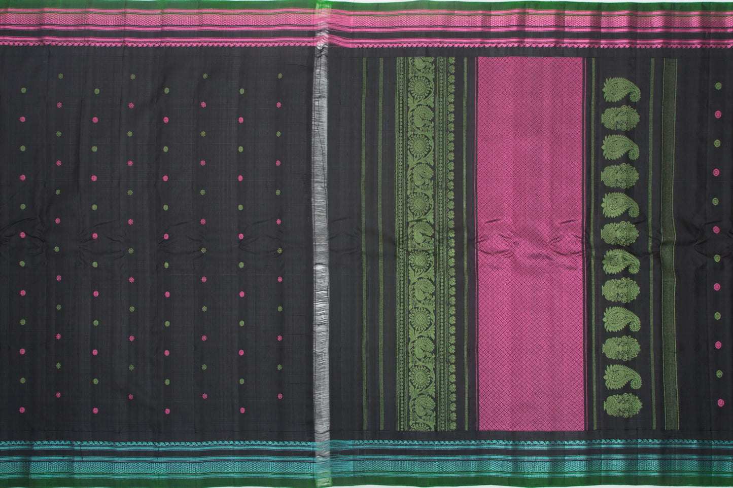 Gadwal Silk Butta Black Saree