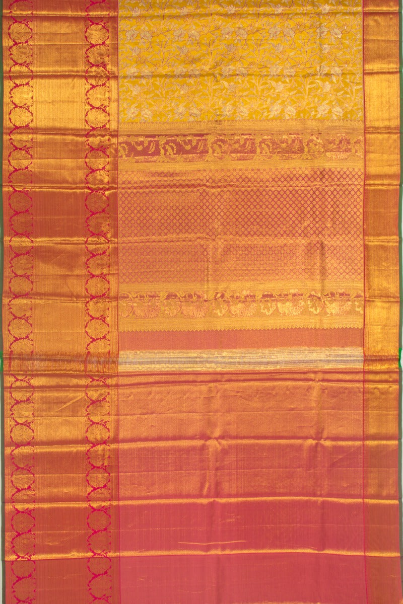 Taranga Kanchi Silk Tissue Jaal Yellow Saree