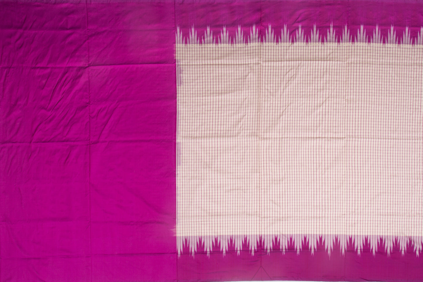 Pochampally Silk Ikat Checks Cream Saree