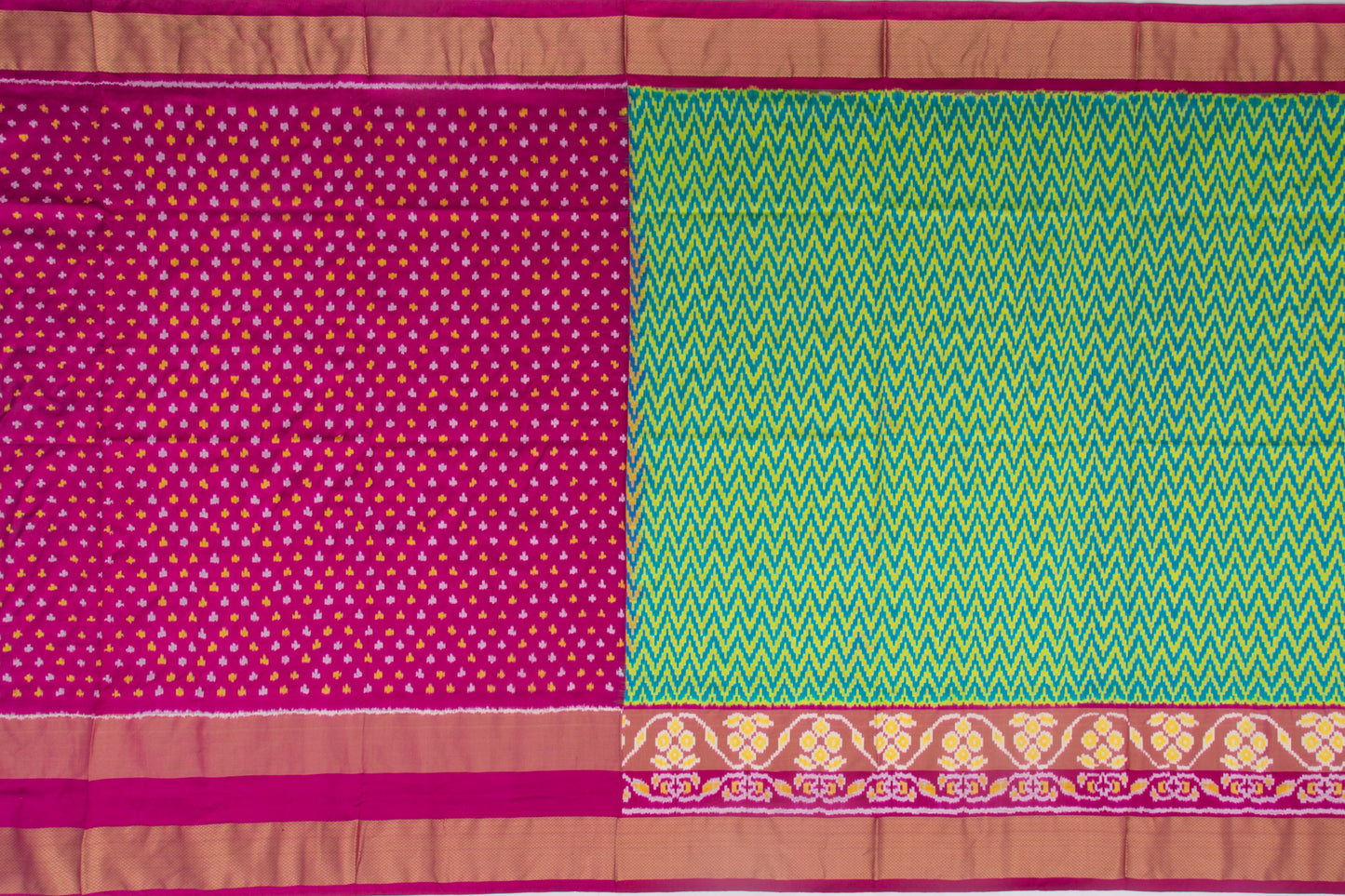 Pochampally Silk Ikat Green And Blue Saree